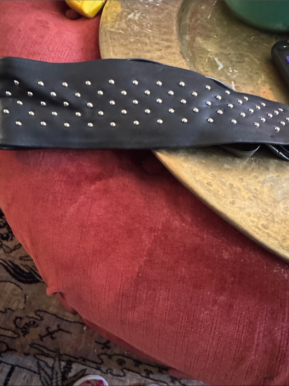 Halogen Black Studded Wide Waist Belt